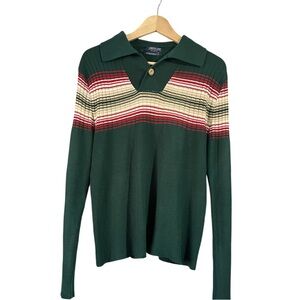 Vintage 90’s Career Club Men’s/Woman’s Knit Long Sleeve Polo Sweater Large Retro